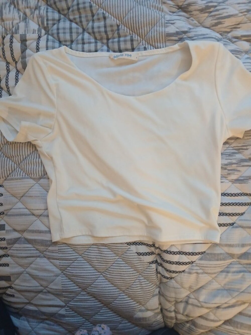 Olivia Rae White Fitted Scoop Neck Crop Top/Tee Size S Y2K